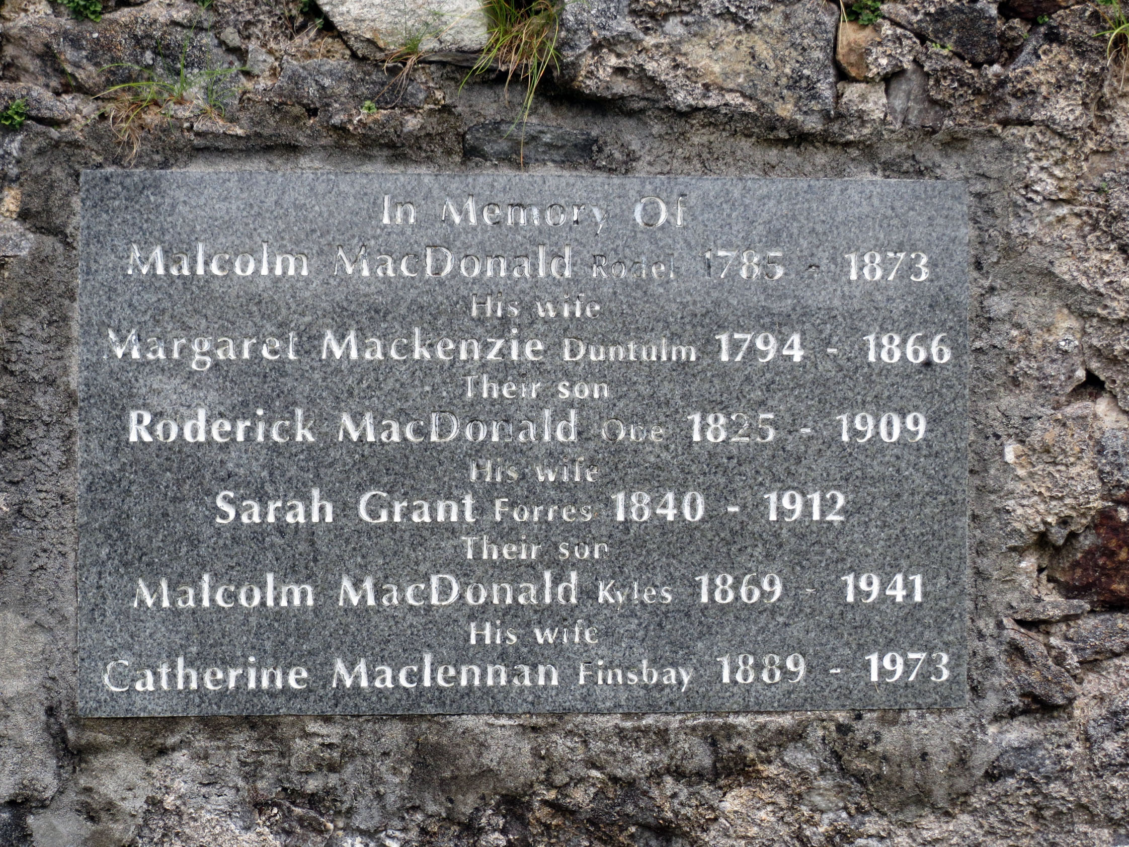 Photo of headstones/Catherine McLennan d 1973 hdstn Rodel Harris